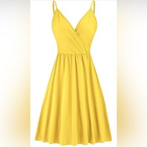 Newshows Women's Summer Dress Spaghetti Strap V Neck Casual Sundress with Pocket